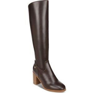 GIANI BERNINI Brown Odettee Memory Foam Block Heel Knee High Riding Boots